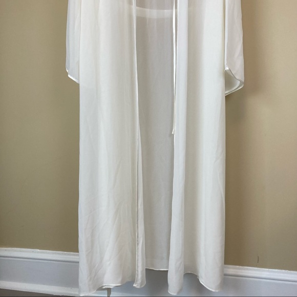 FLORA NIKROOZ Classic Bridal Off White Long Sheer Robe Size S/M NWT - Picture 2 of 6